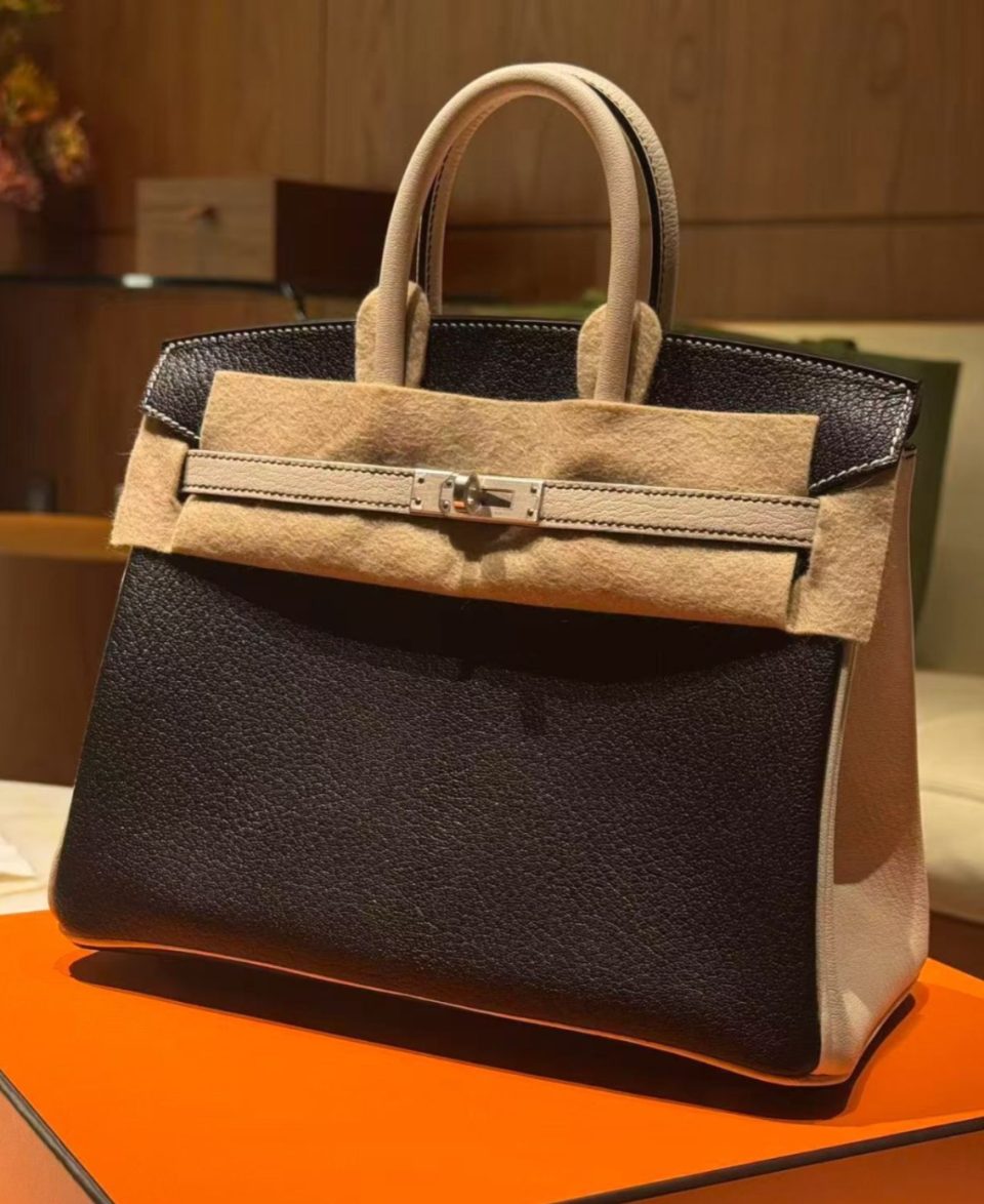 Birkin 25 HSS Black Nata Chevre Palladium