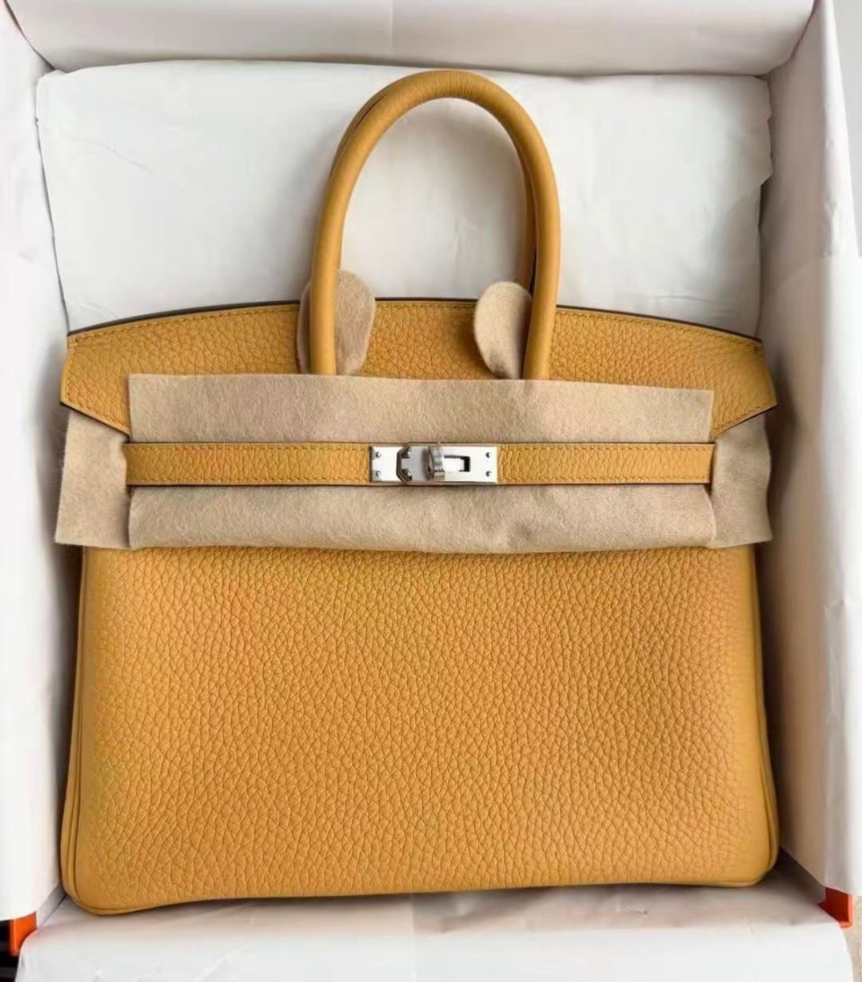Birkin 25 Jaune Bourgeon Togo Palladium