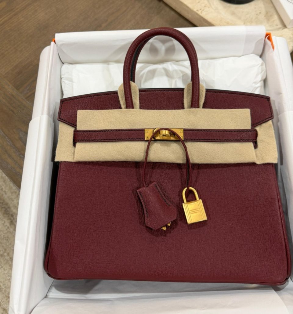 Birkin 25 Rouge H Black Chevre Brushed Gold