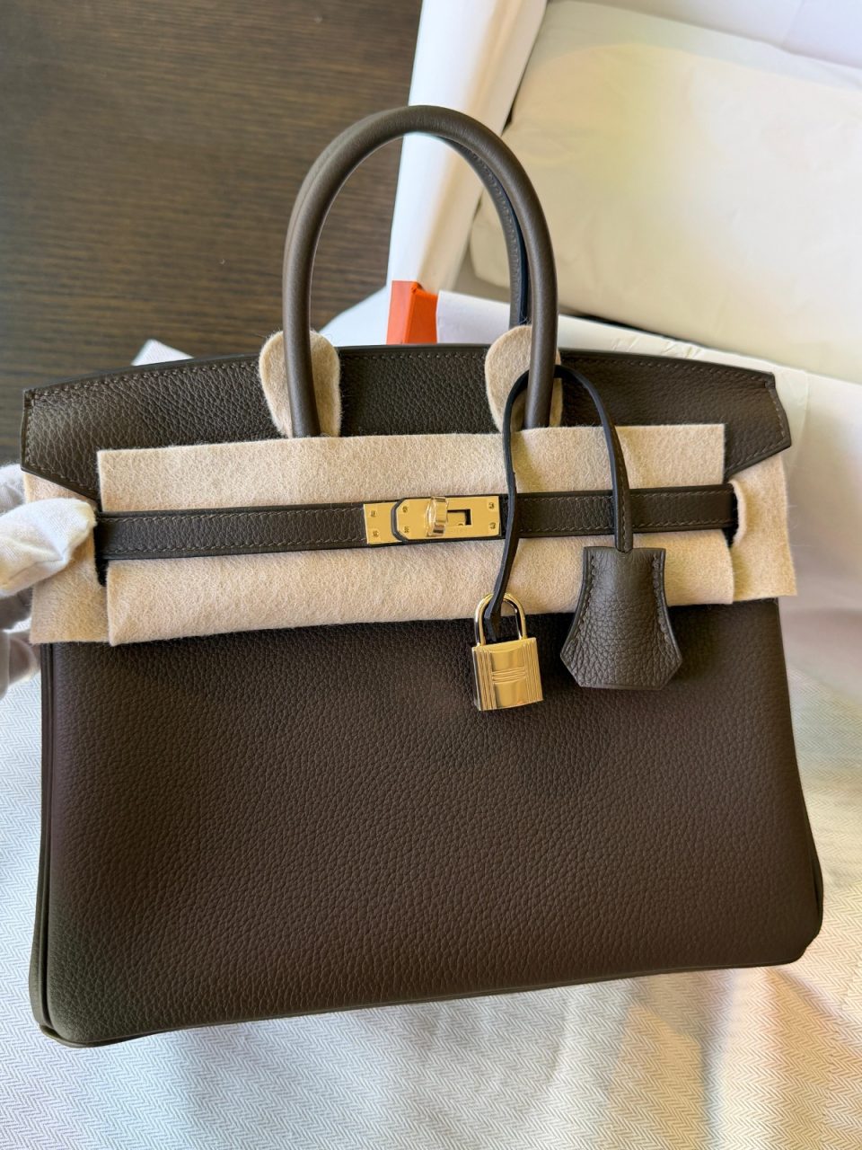 Birkin 25 Vert Loden Permabrass