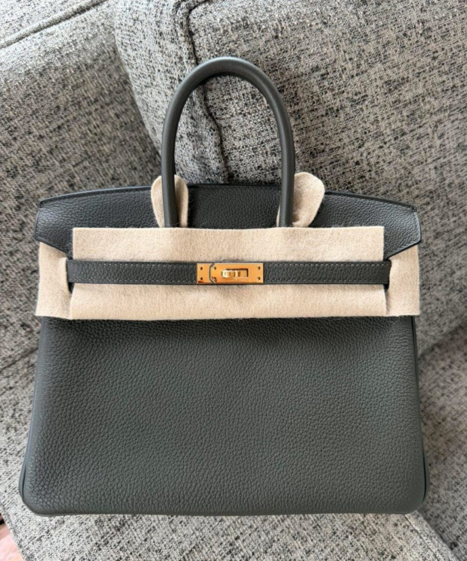 Birkin 25 Vert de Gris Togo Gold