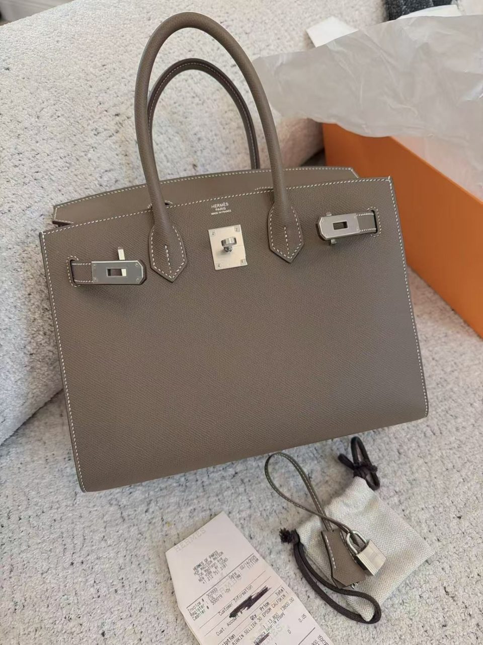 Birkin 30 Etoupe Epsom Palladium