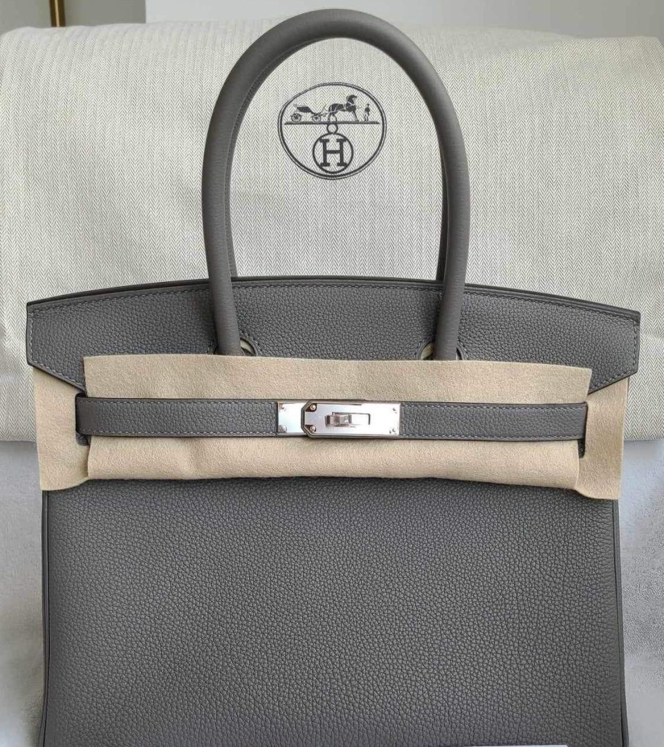 Birkin 30 Gris Meyer Togo Palladium