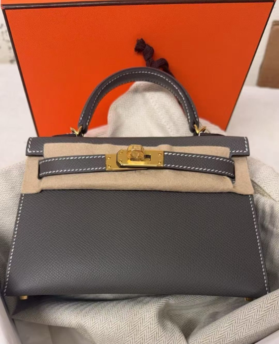 Kelly 20 HSS Gris Etain Epsom Gold