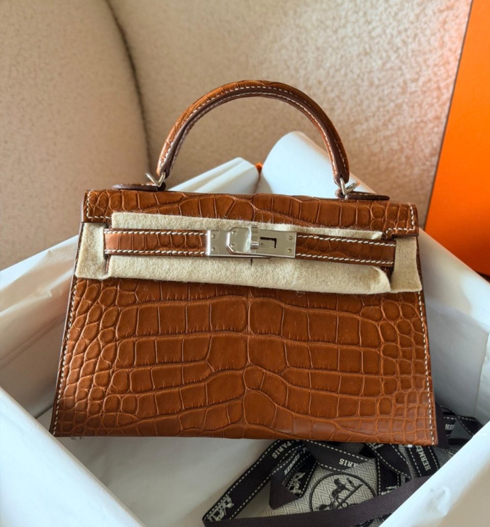 Kelly 20 Mini Barenia Alligator Palladium