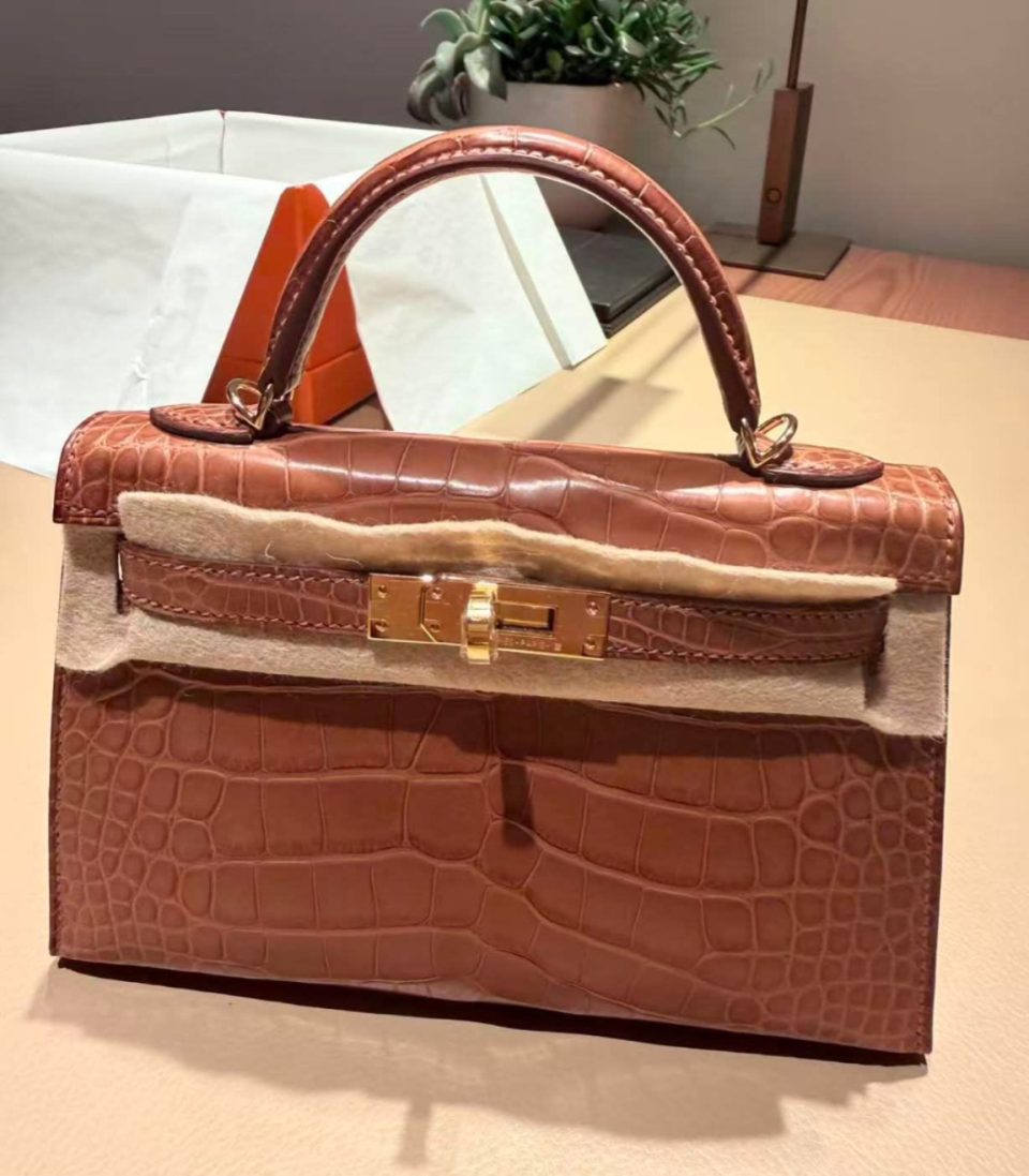 Kelly 20 Mini Gold Porosus Crocodile Gold