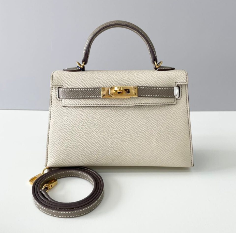 Kelly 20 Mini HSS Craie Etoupe Epsom Gold