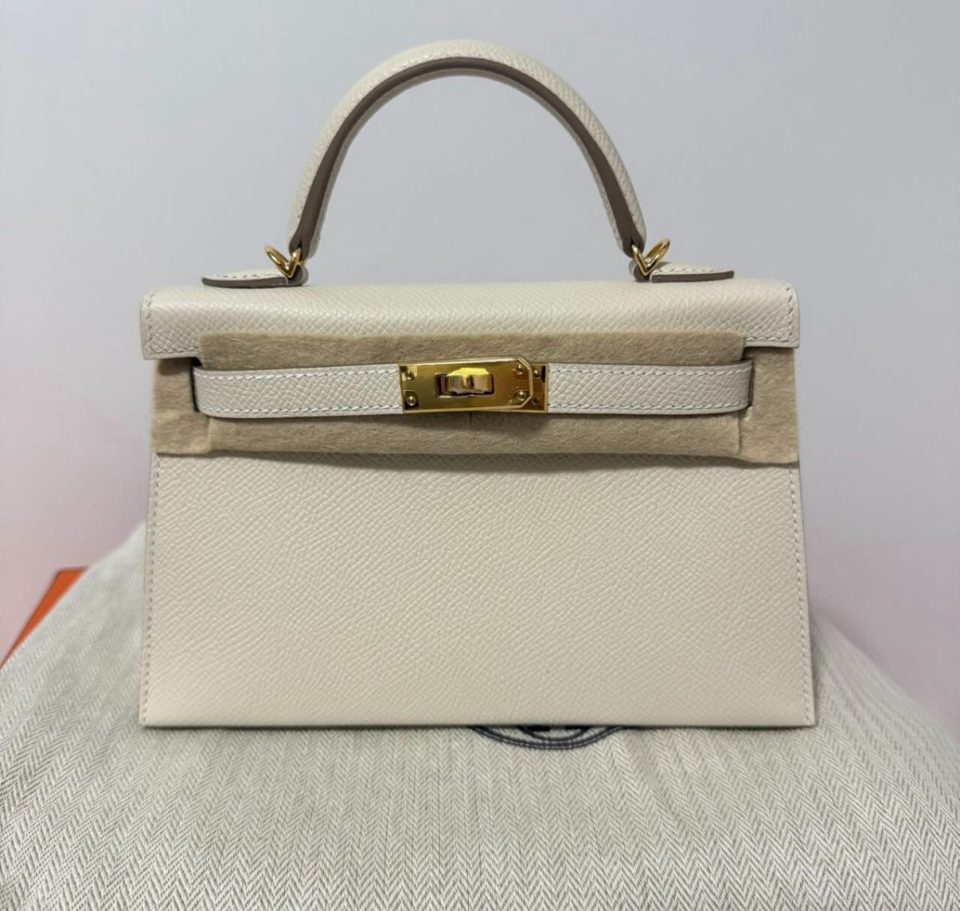 Kelly 20 Mini HSS Craie Framboise Epsom Gold