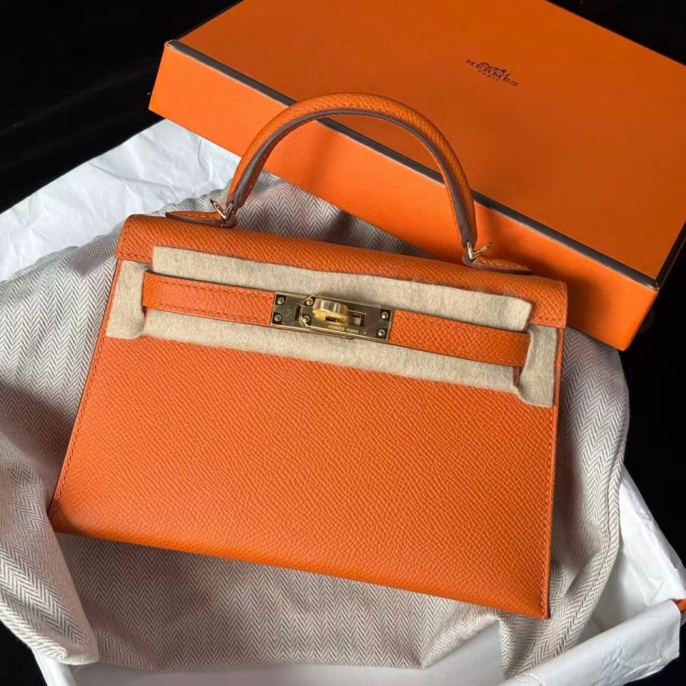 Kelly 20 Mini Orange Epsom Gold