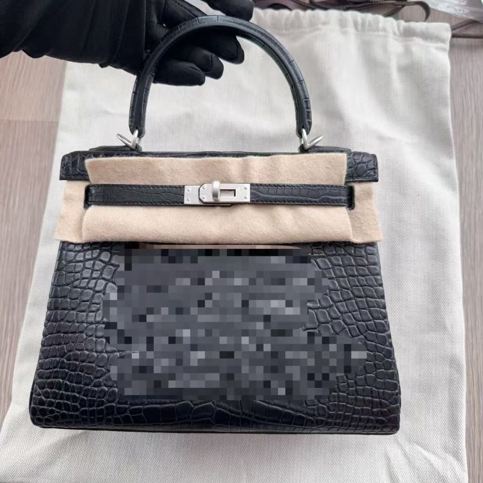 Kelly 25 Black Alligator Palladium