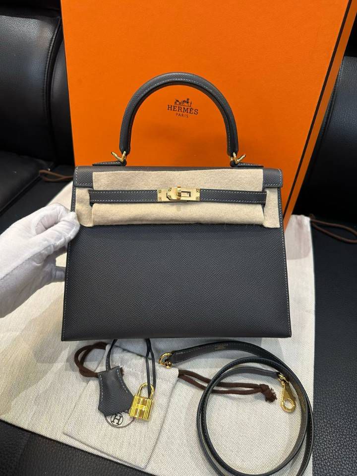 Kelly 25 Graphite Epsom Gold