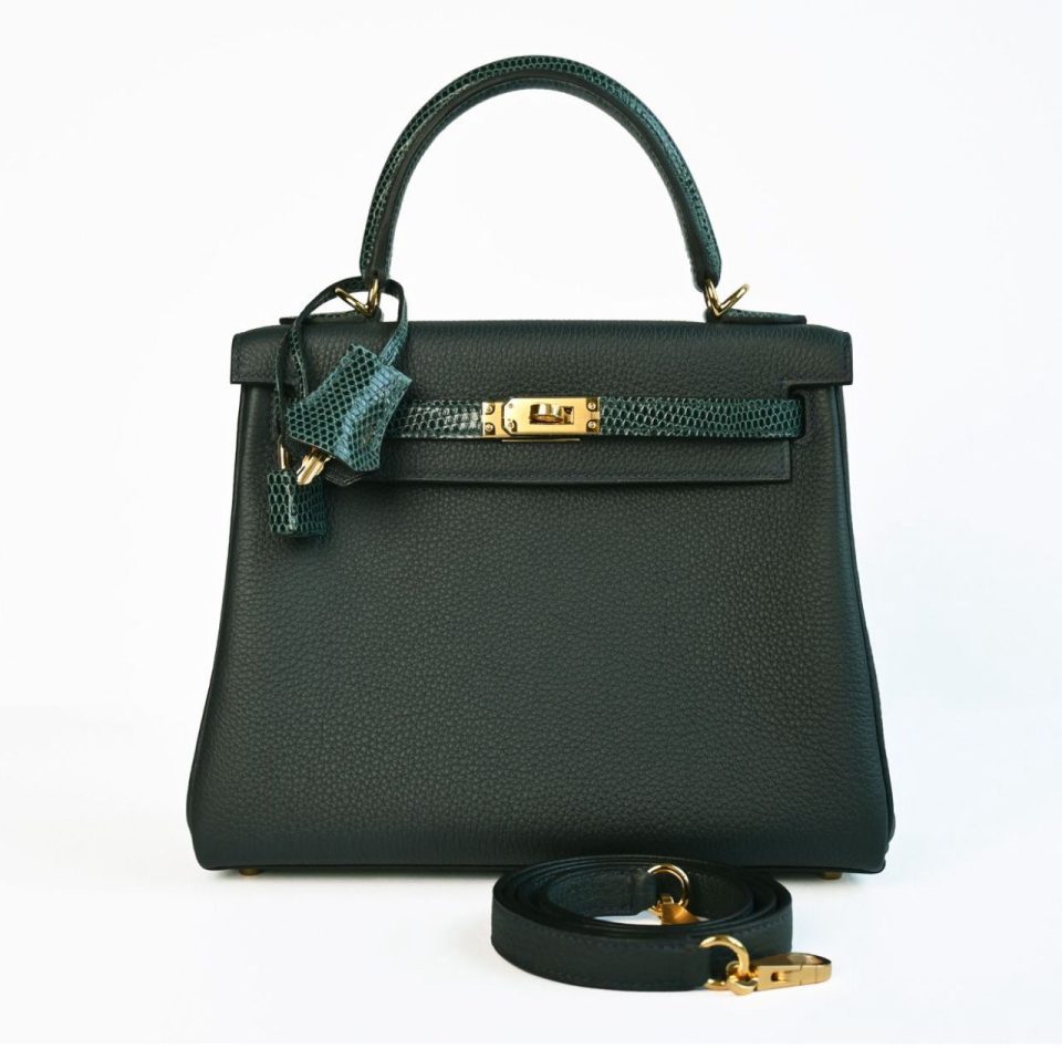 Kelly 25 Touch Vert Rousseau Vert Cypress Togo Gold