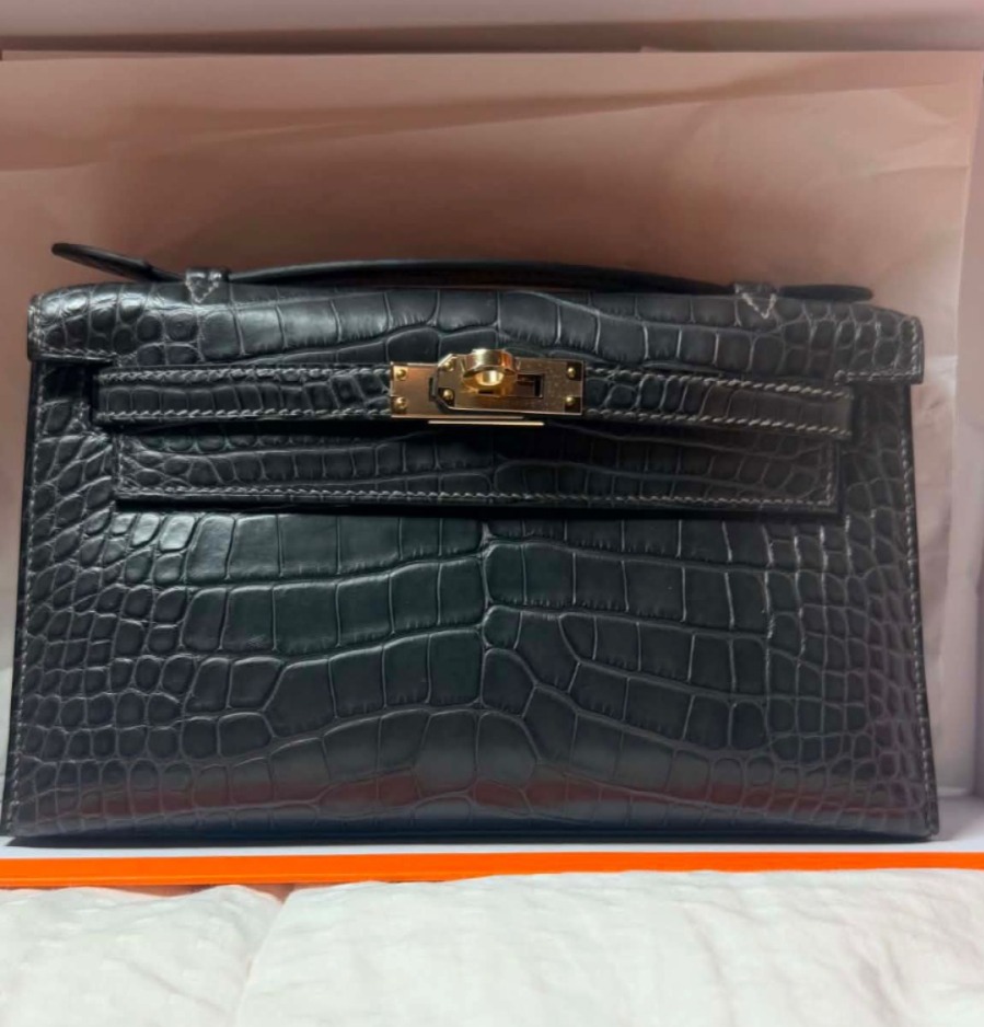 Kelly Pochette Graphite Gold