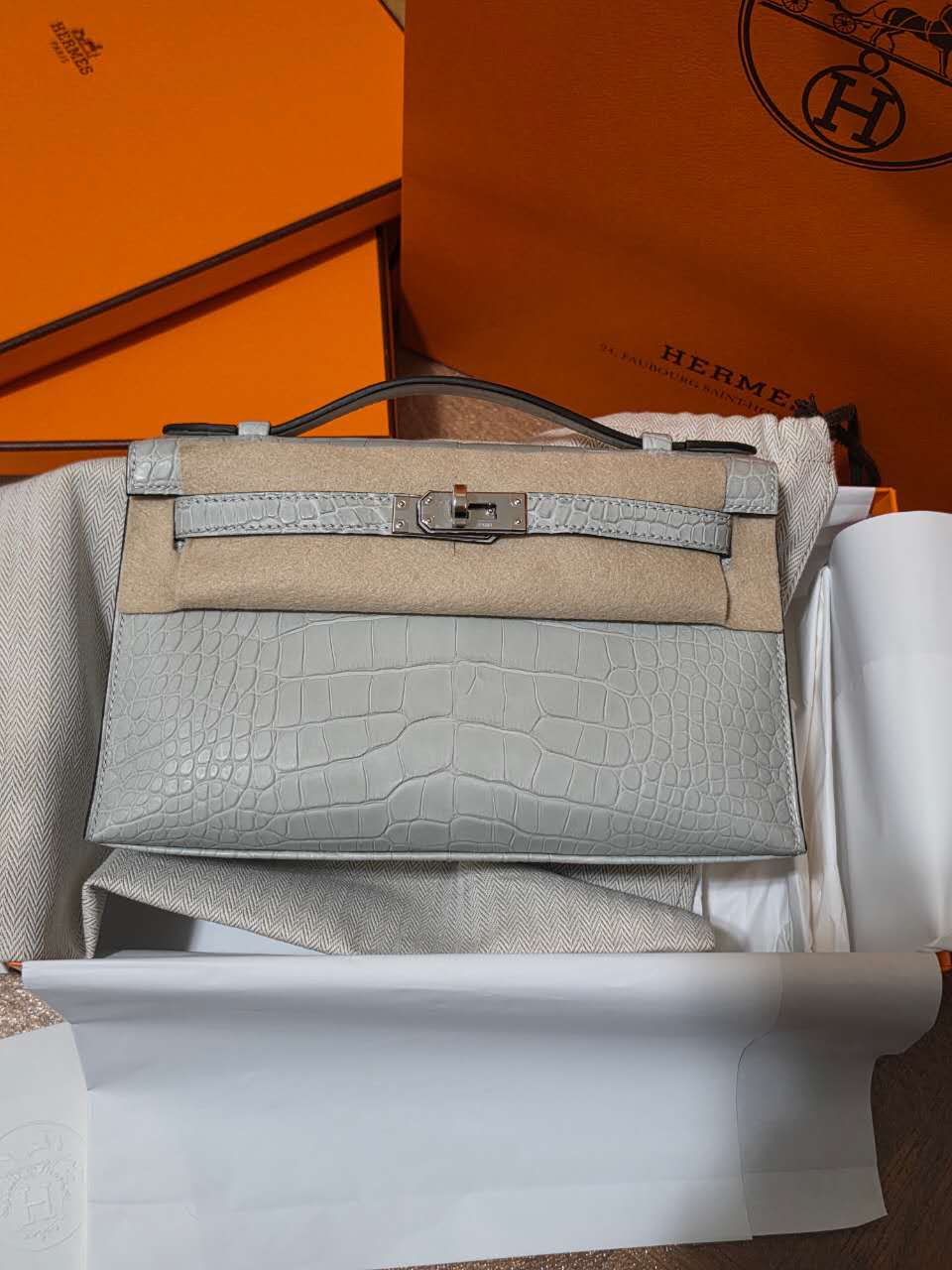 Kelly Pochette Gris Neve Palladium