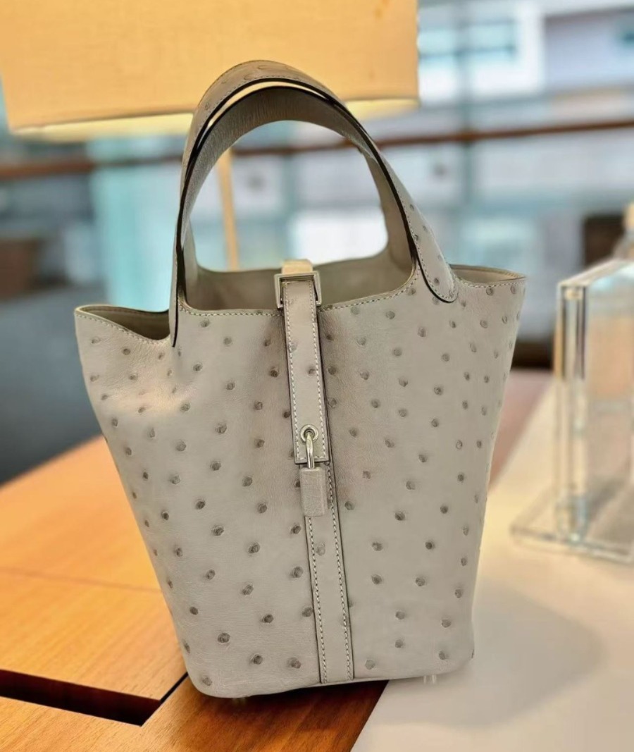 Picotin 18 Gris Perle Ostrich