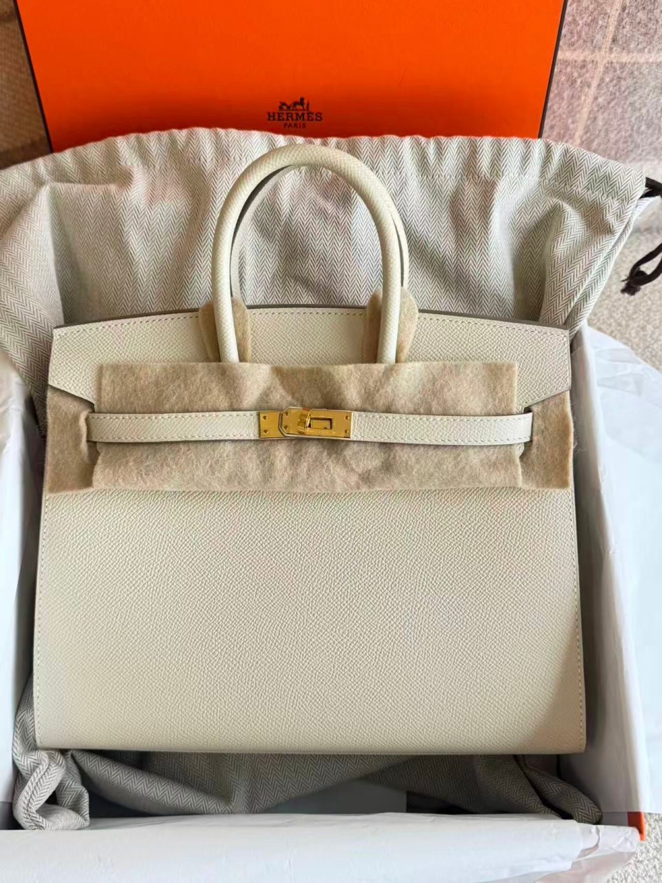 Birkin 25 Craie Epsom Gold