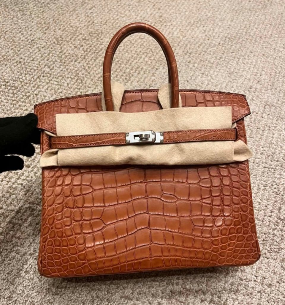Birkin 25 Gold Alligator Palladium