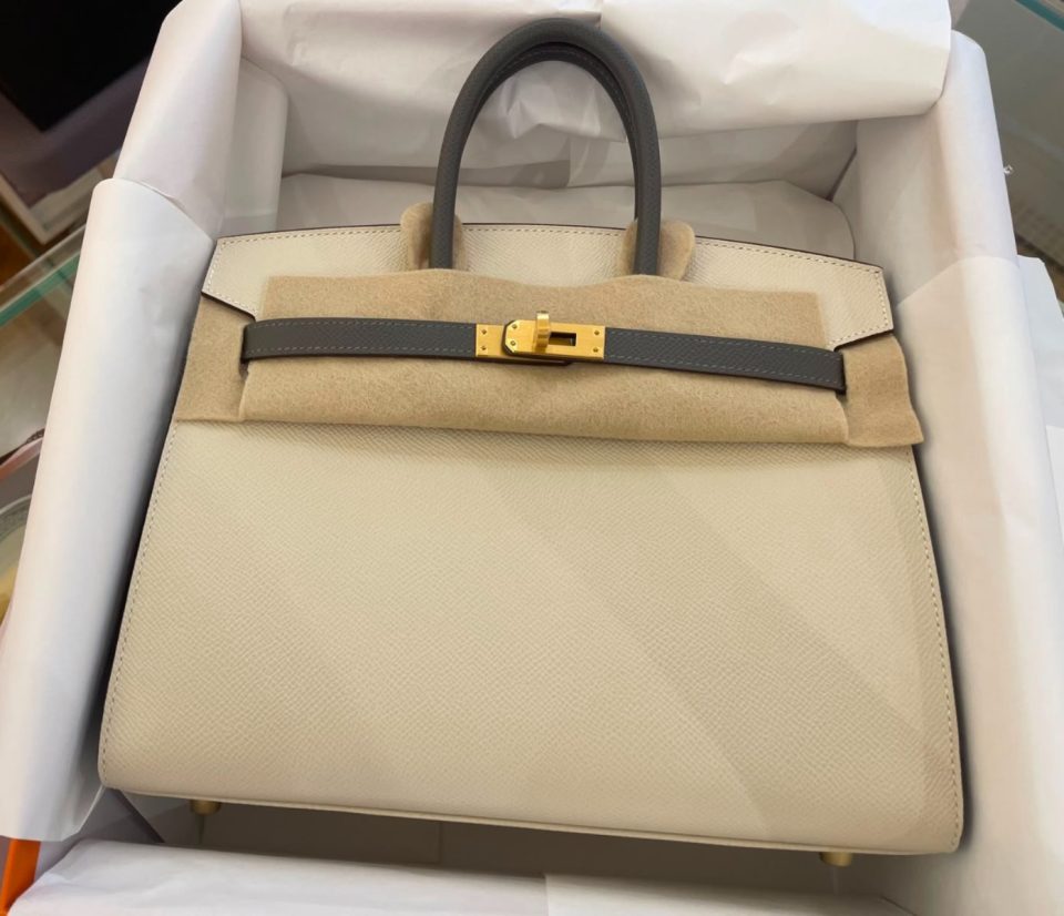 Birkin 25 HSS Craie Gris Meyer Epsom Brushed Gold