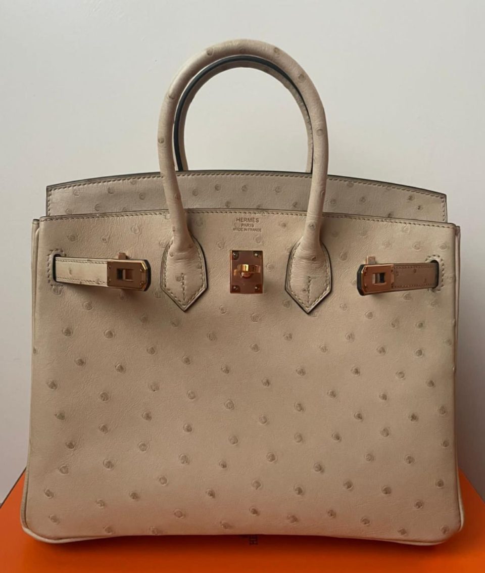 Birkin 25 Parchemin Ostrich Rose Gold