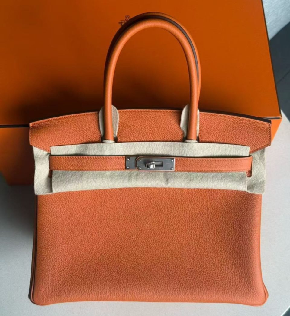 Birkin 30 Orange Togo Palladium