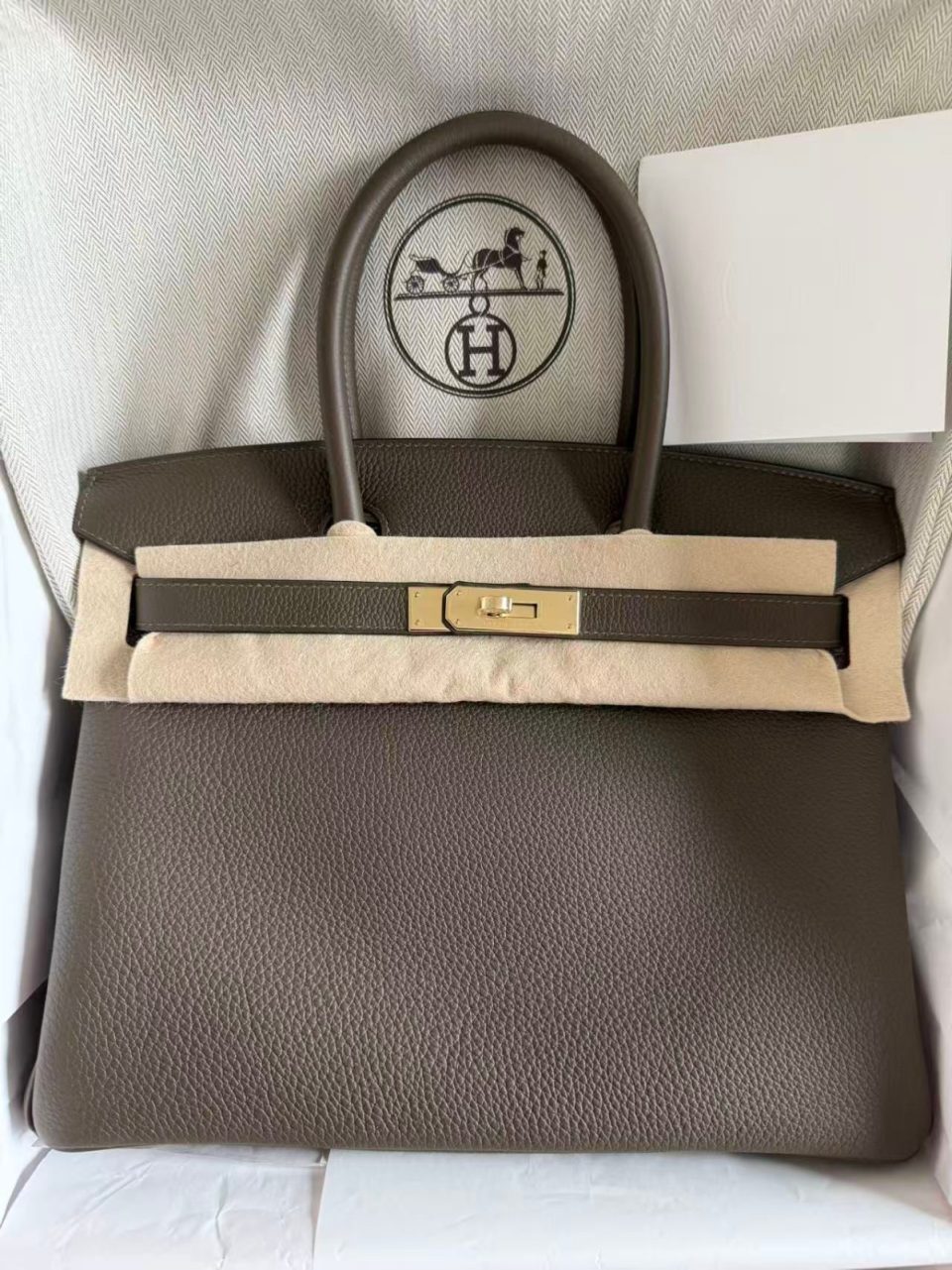 Birkin 30 Vert Loden Togo Permabrass
