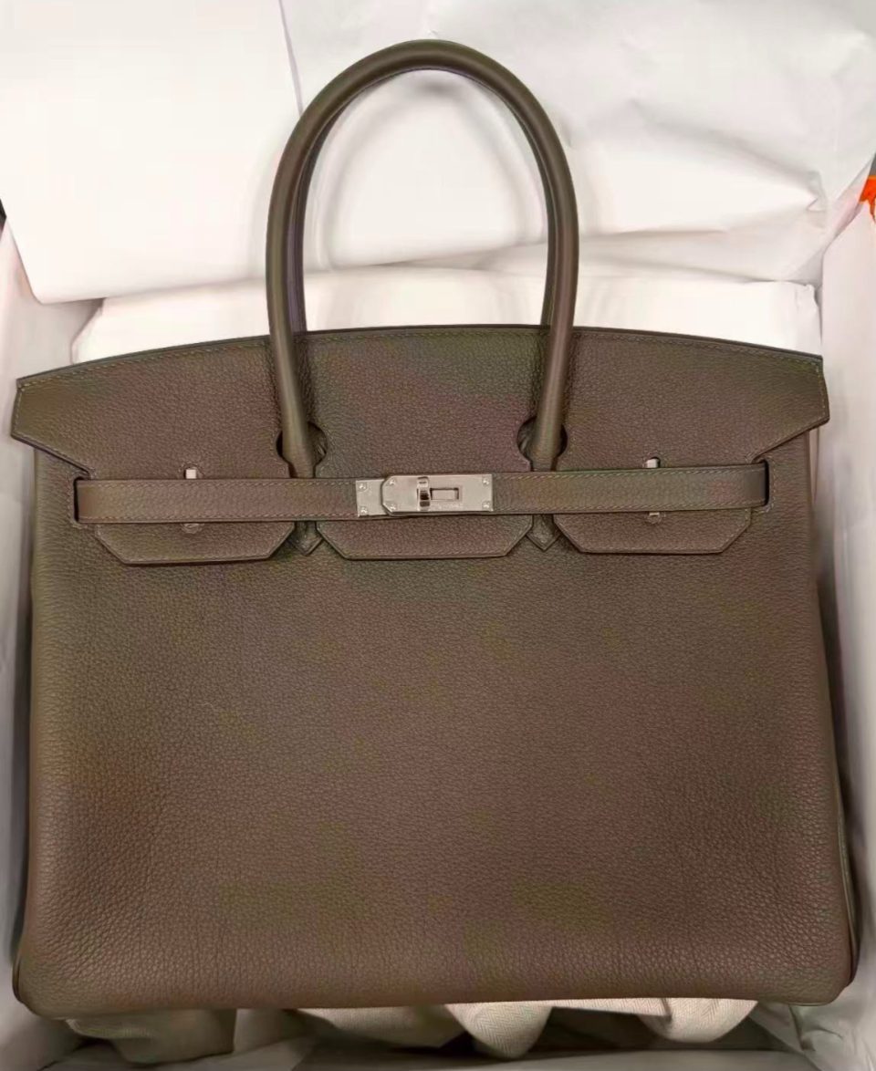 Birkin 35 Vert Loden Palladium