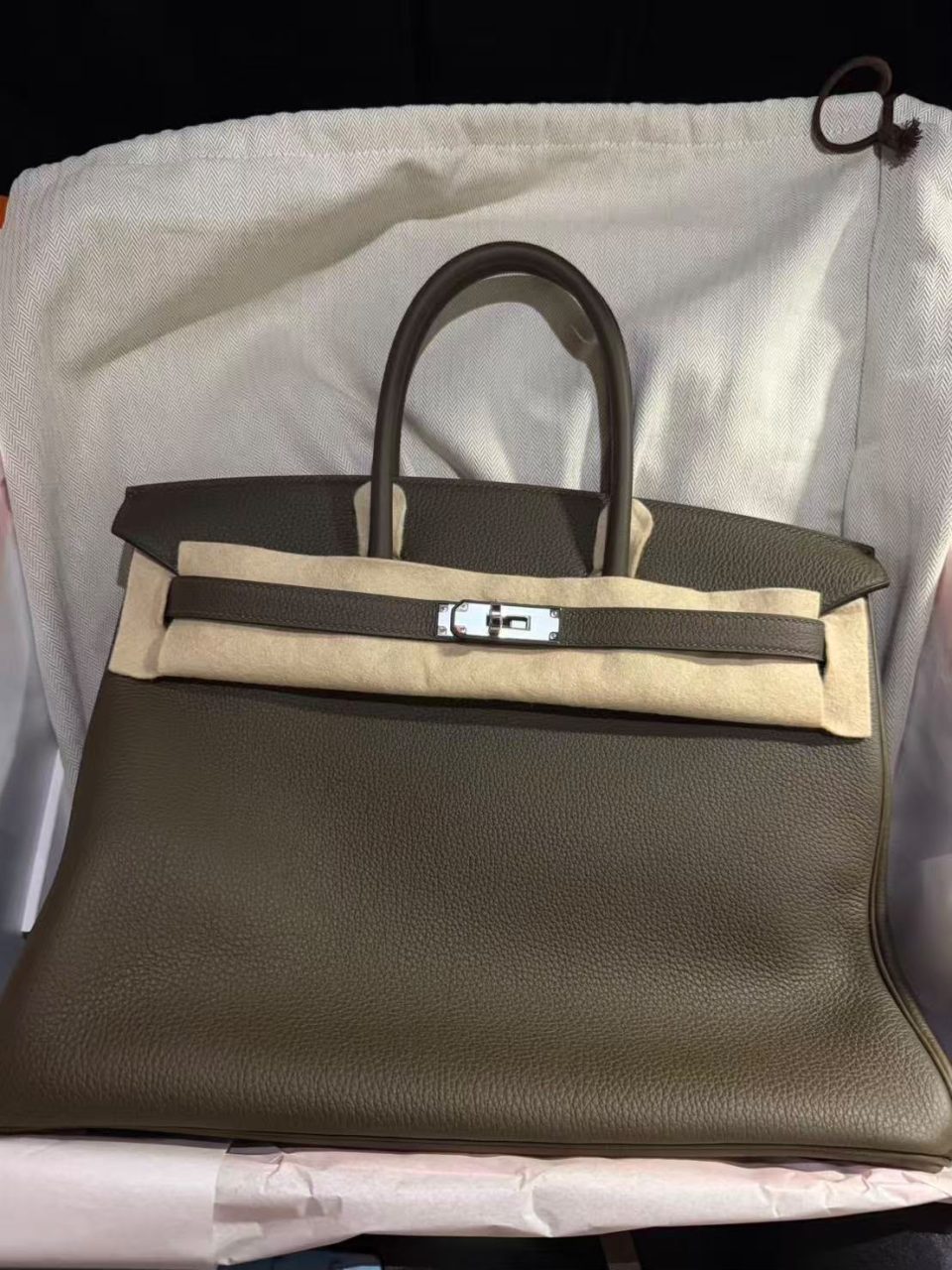 Birkin 35 Vert Loden Togo Permabrass