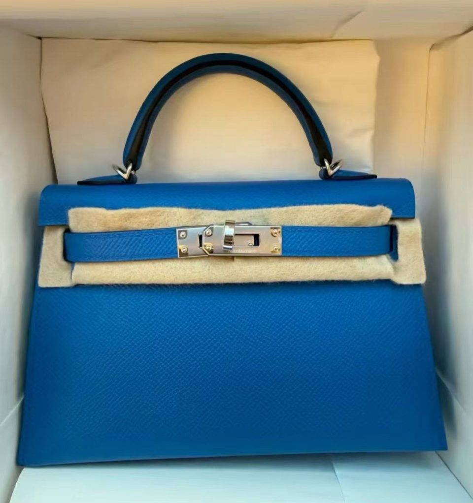 Kelly 20 Mini Blue Zellige Epsom Palladium