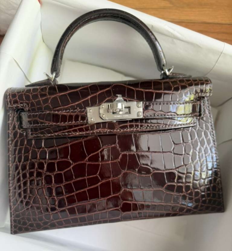 Kelly 20 Mini Havane Alligator Palladium