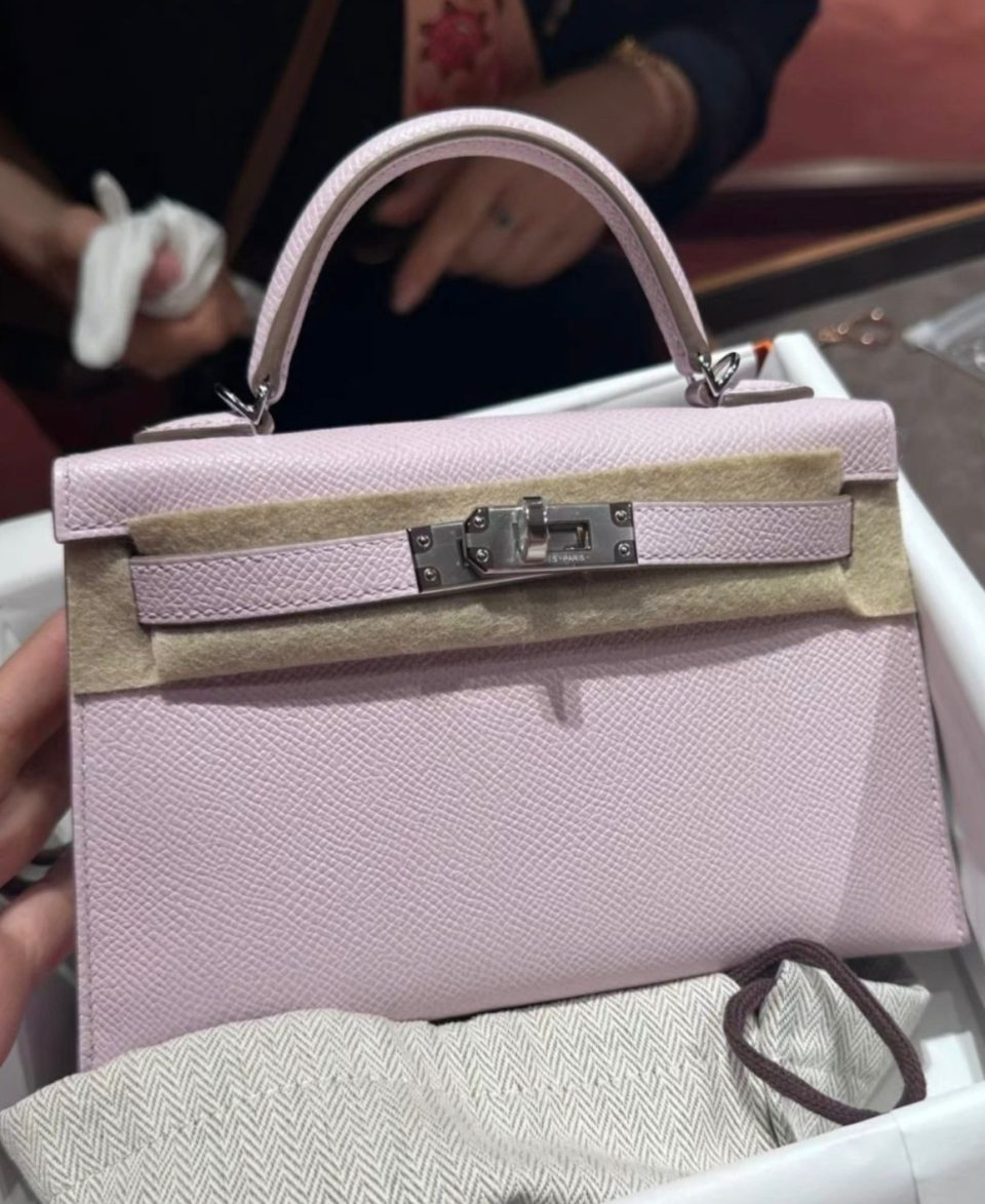 Kelly 20 Mini Mauve Pale Epsom Palladium