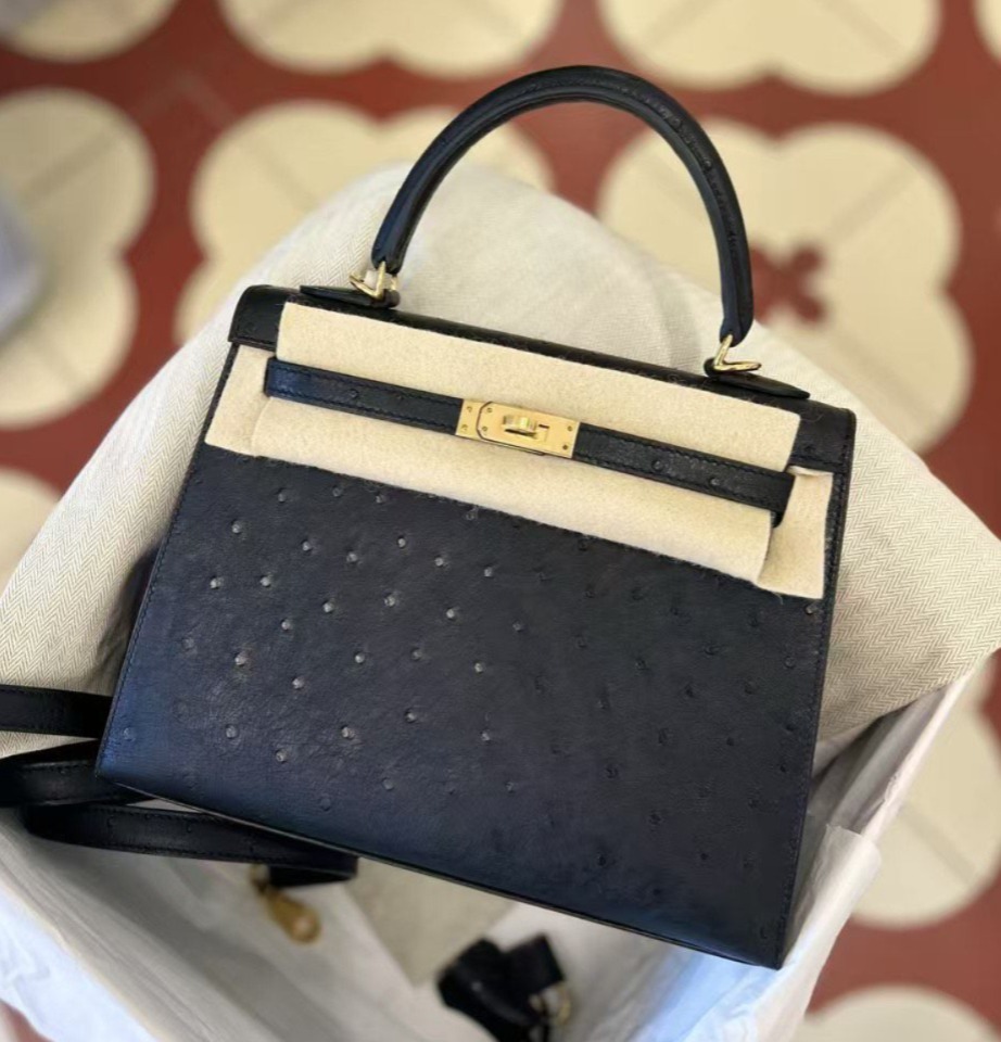 Kelly 25 HSS Black Rose Mexico Ostrich