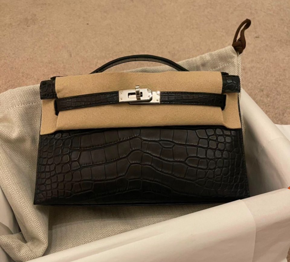 Kelly Pochette Black Alligator Palladium