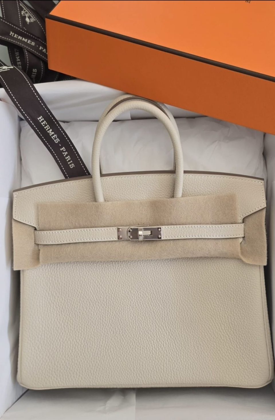 Birkin 25 Craie Togo Palladium