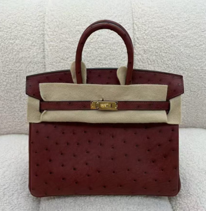 Birkin 25 Rouge H Ostrich Gold