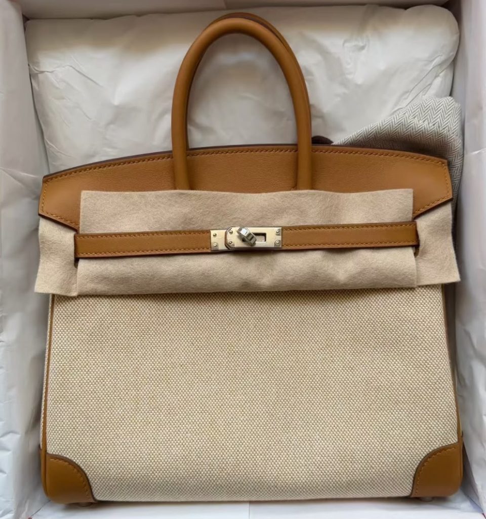 Birkin 25 Toile Sesame Palladium