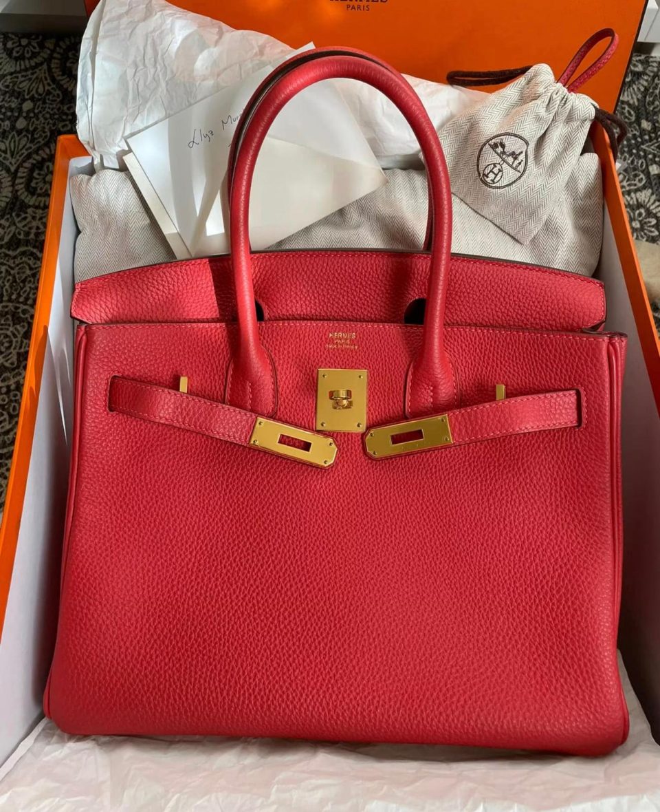 Birkin 30 Rouge Pivoine Gold