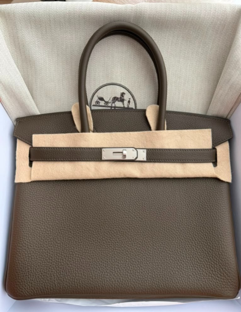 Birkin 30 Vert Loden Togo Palladium