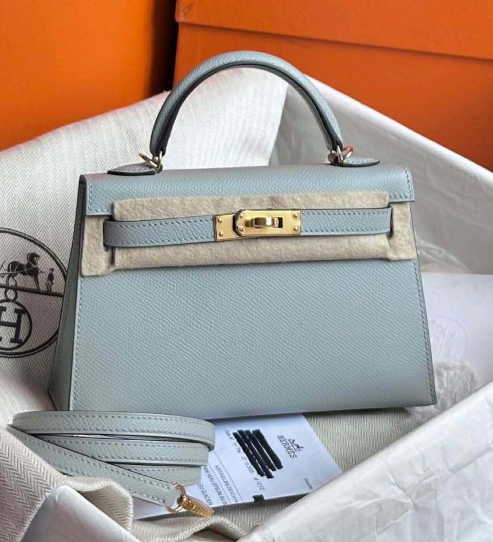 Kelly 20 Mini Blue Glacier Epsom Gold