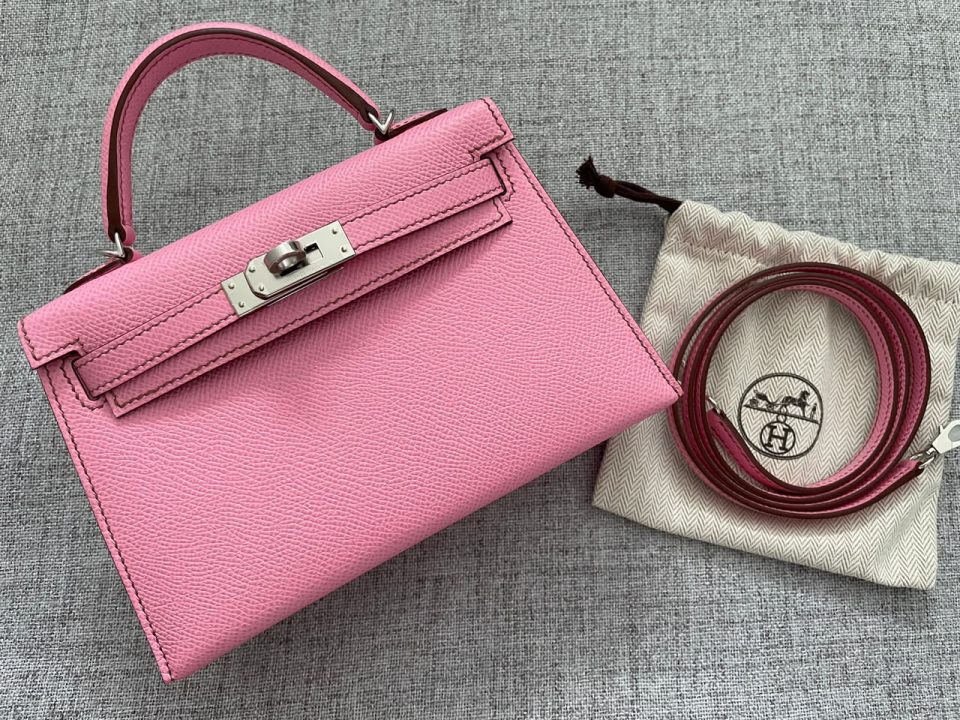 Kelly 20 Mini Bubblegum Epsom Palladium