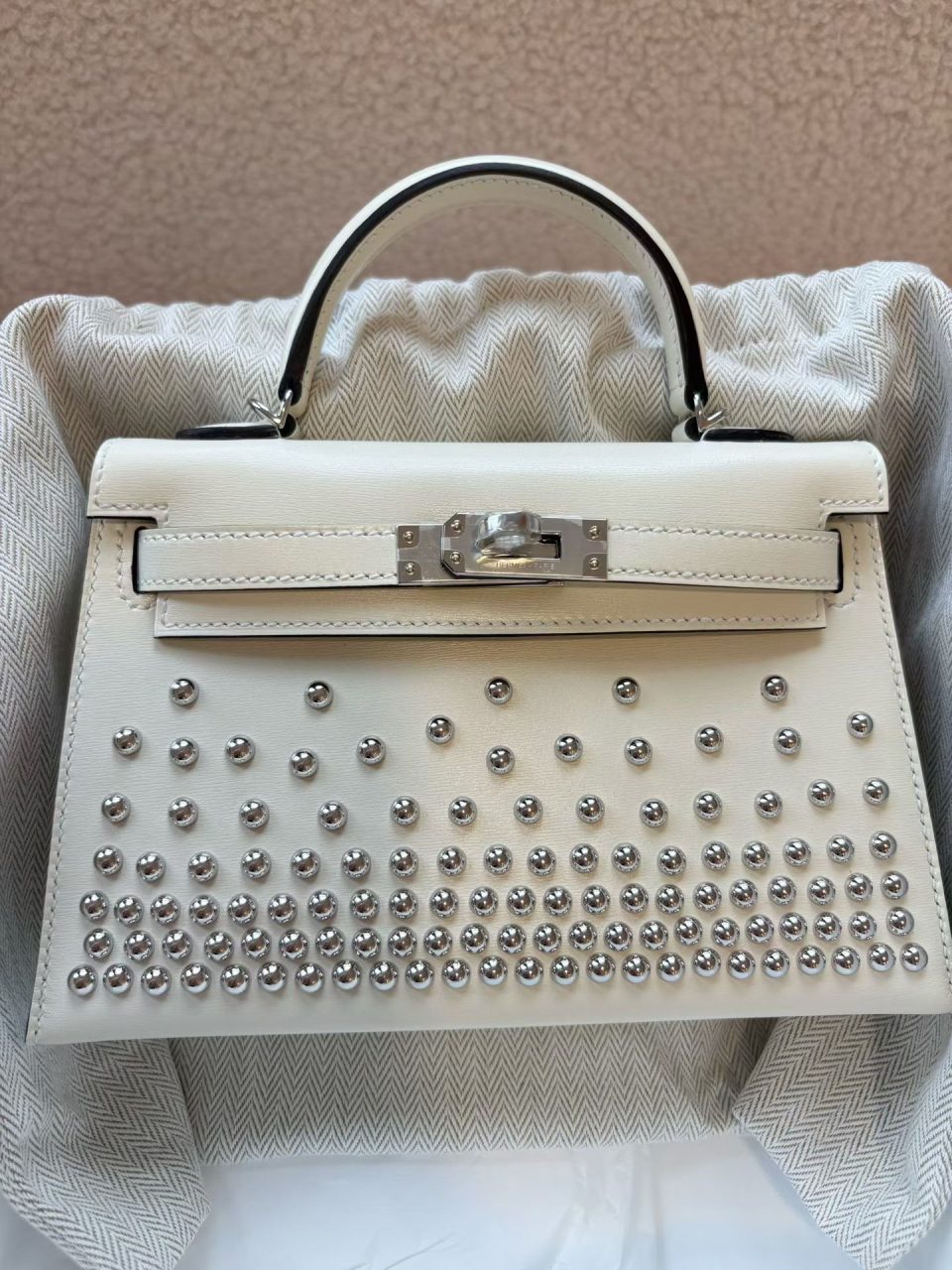 Kelly 20 Mini Cloute White Palladium