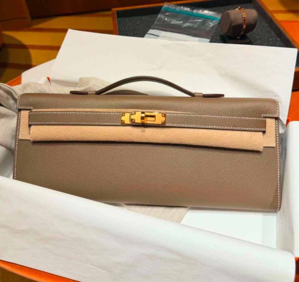 Kelly Cut Etoupe Epsom Gold