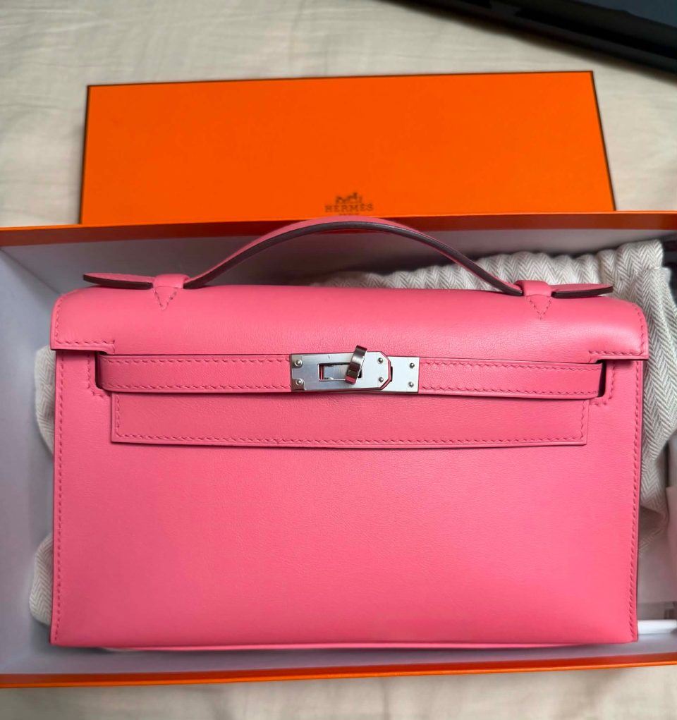 Kelly Pochette Rose Ete Swift Palladium