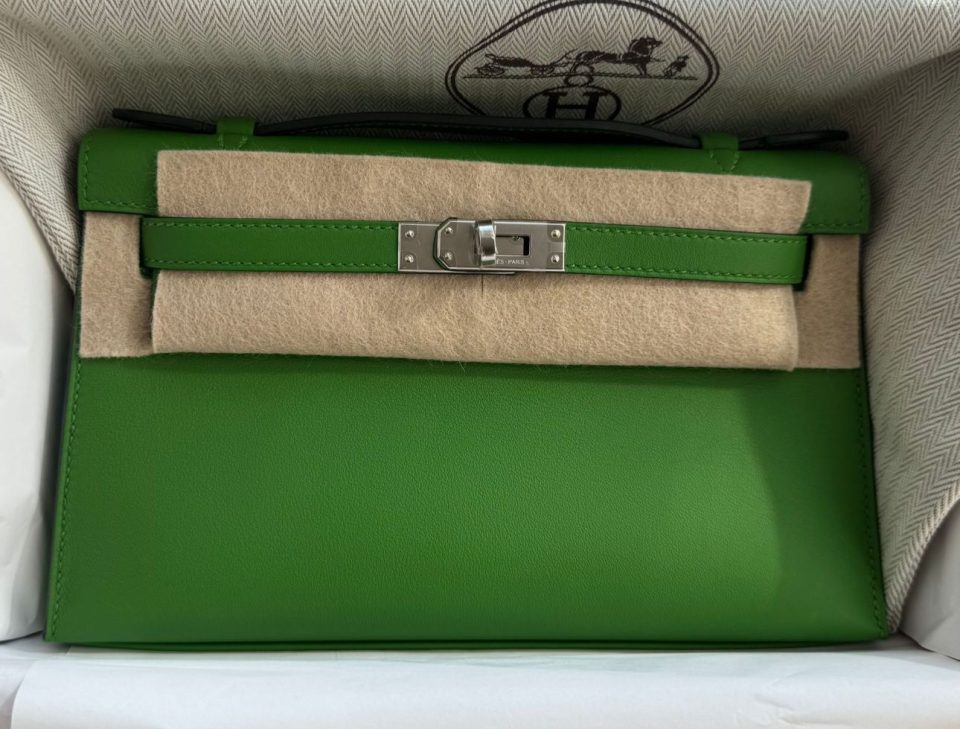 Kelly Pochette Vert Yucca Palladium