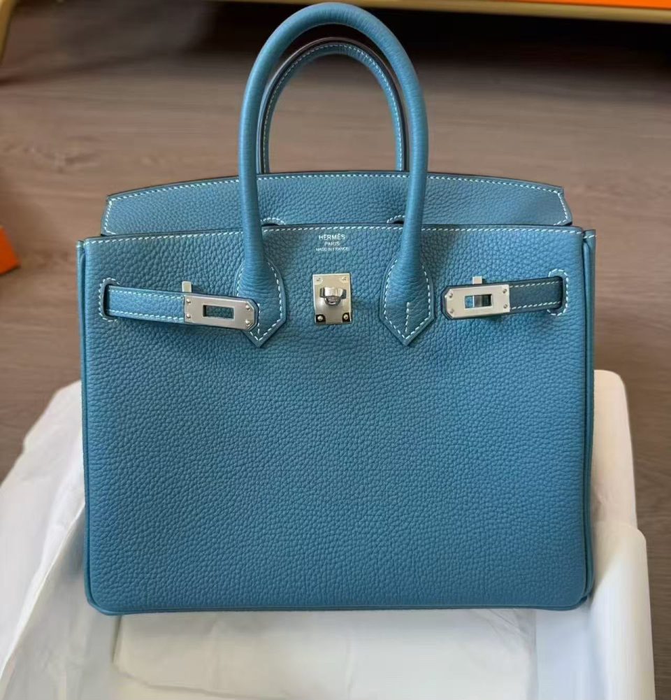Birkin 25 Blue Jean Togo Palladium