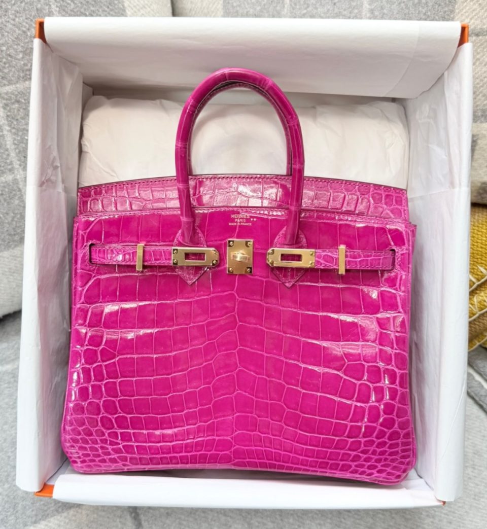 Birkin 25 Rose Scheherazade Niloticus Crocodile Gold
