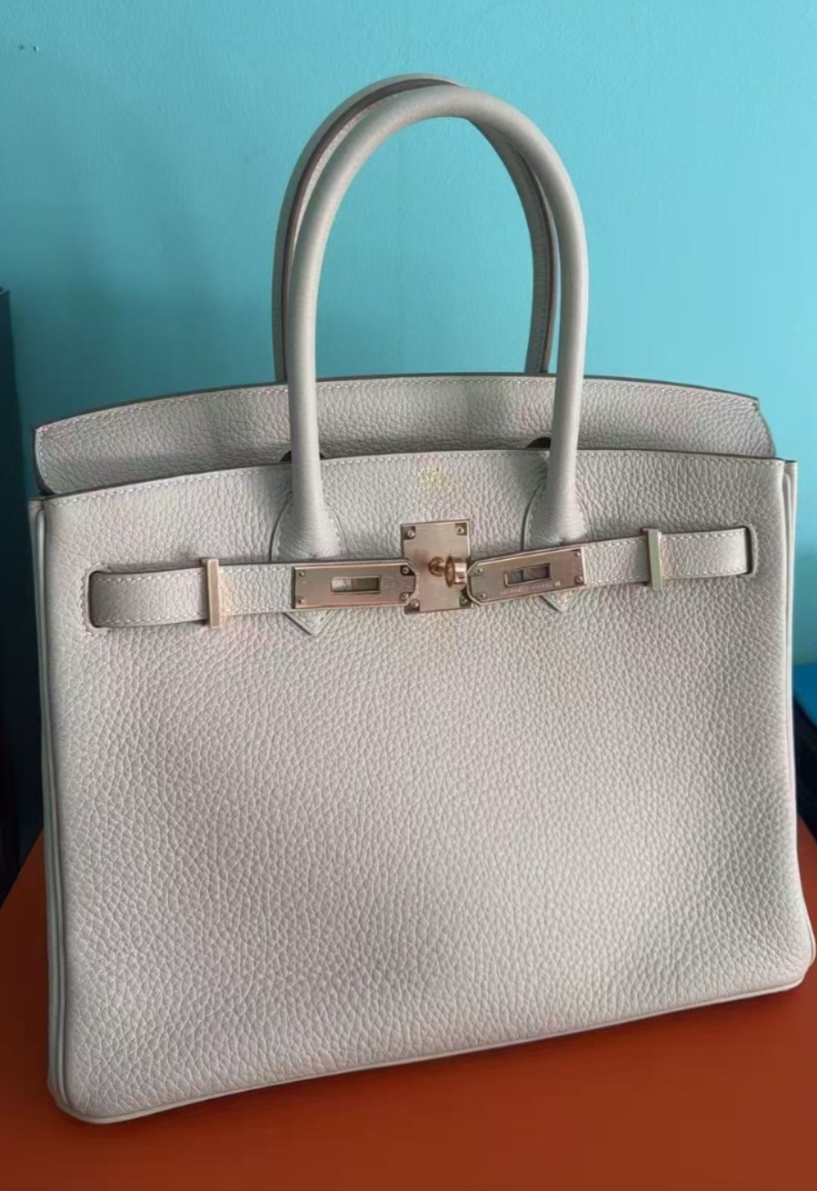 Birkin 30 Craie Togo Permabrass