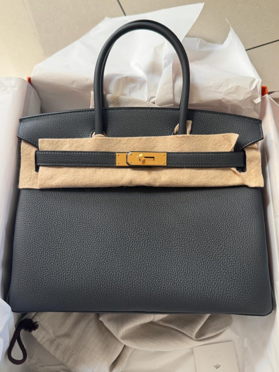 Birkin 30 Gris Misty Togo Gold
