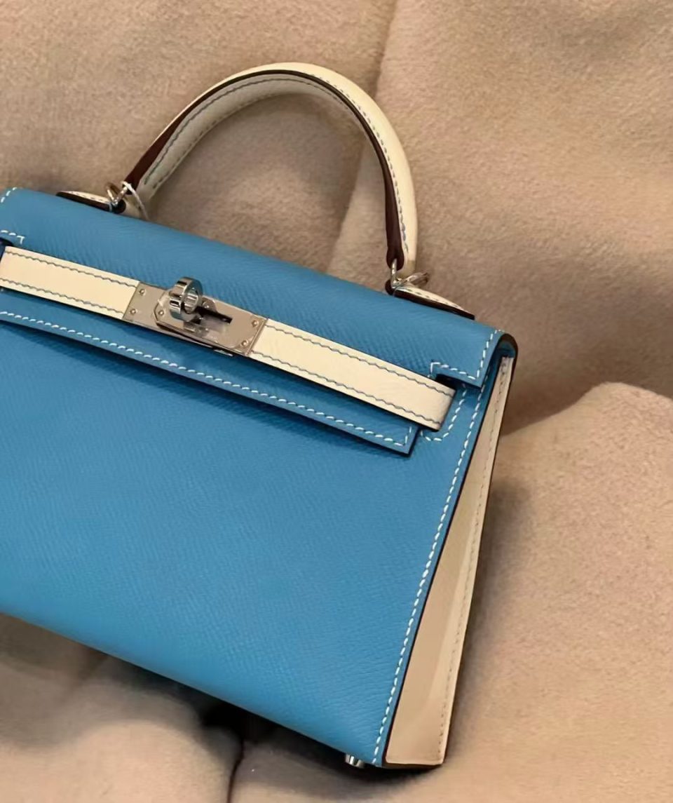 Kelly 20 Mini HSS Blue de Nord Craie Epsom Palladium