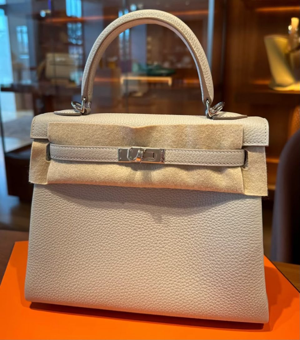 Kelly 25 Gris Perle Nata Togo Palladium