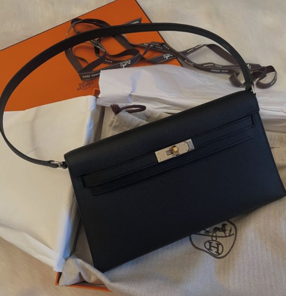 Kelly Elan Black Epsom Electrum Hardware